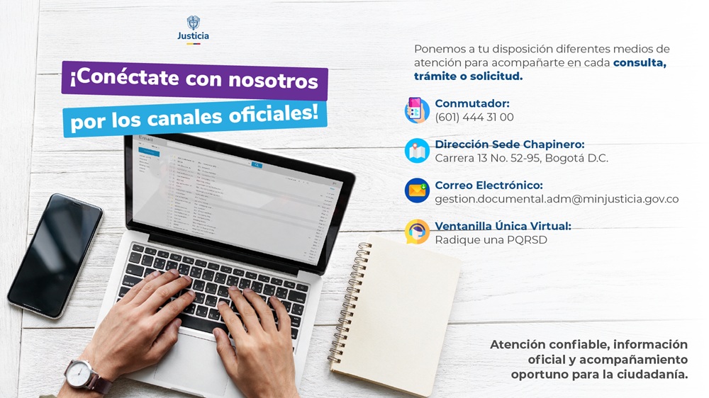 Imagen de los Canales de atención Minjusticia